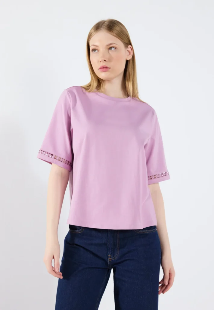 T-shirt - Licao - Blanc / Bleu / Rose – Image 3