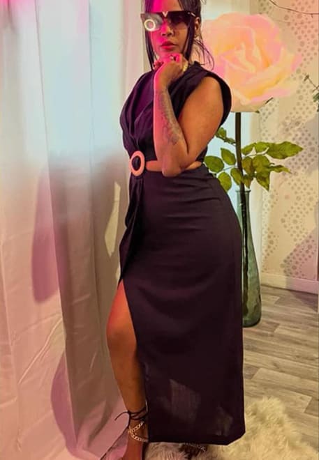 Robe longue à découpes avec boucle en lin mélangé 3